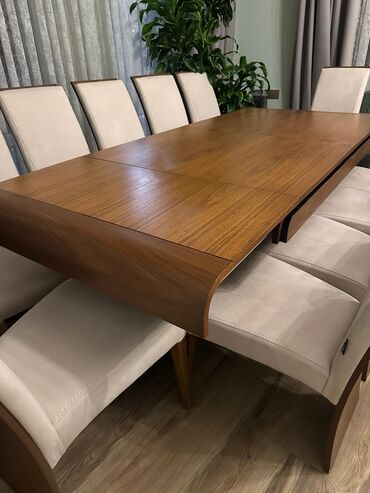 Masa və oturacaq dəstləri: Qonaq otağı üçün, Açılan, Dördbucaq masa, 12 stul — 7