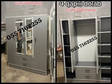 Dolablar: Açılan, 4 qapılı Düz dolab, Qarderob, paltar dolabı, Türkiyə — 2