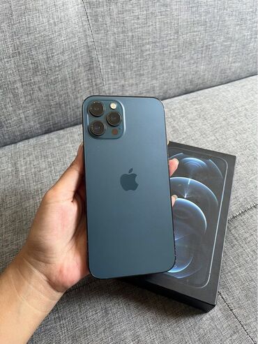 Apple iPhone: IPhone 12 Pro Max, 512 GB, Pacific Blue, Zəmanət, Face ID, Sənədlərlə