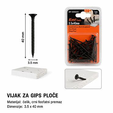 Screws & Fasteners: KMT čelični vijci za gips ploče 3.5 × 40 mm - Namena: vijci za — 1