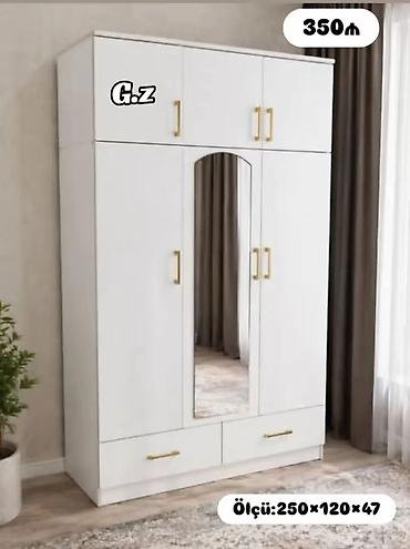 tut: Ağ rəngli çoxfunksiyalı paltar şkafı - Ölçü: 250 × 120 × 47 sm — 1
