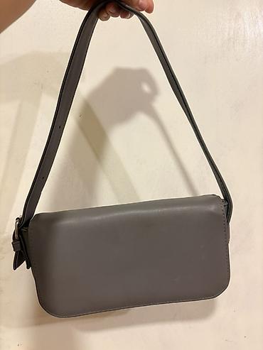 qadin ayaqqabilar: Qadın üçün çiyin çantası – boz rəng - Minimalist, dikdörtqan formalı — 2