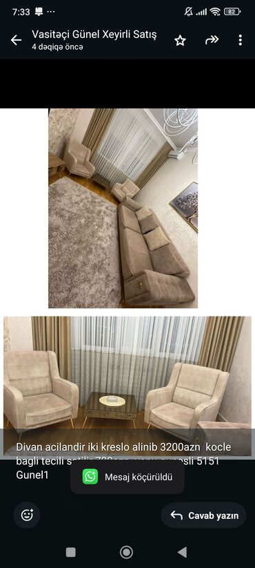 Sifarişlə dolablar: İşlənmiş, Divan, 2 kreslo lalafo.az -da Sifarişlə dolablar: İşlənmiş, Divan, 2 kreslo