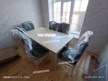 Masa və oturacaq dəstləri: Qonaq otağı üçün, Yeni, Açılmayan, Dördbucaq masa, 6 stul — 17