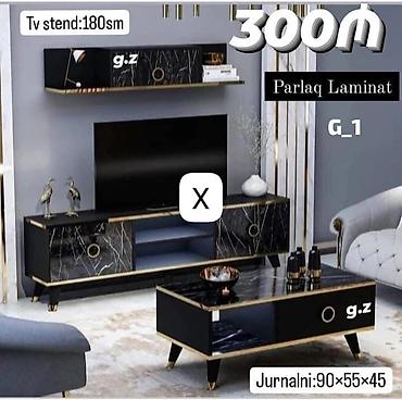 Parlaq laminatdan hazırlanmış qonaq otağı dəsti. Komplekt: - TV