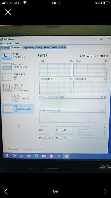 Acer noutbuk – texniki göstəricilər - Prosessor: Intel Core i3-8130U lalafo.az -da Acer noutbuk – texniki göstəricilər - Prosessor: Intel Core i3-8130U
