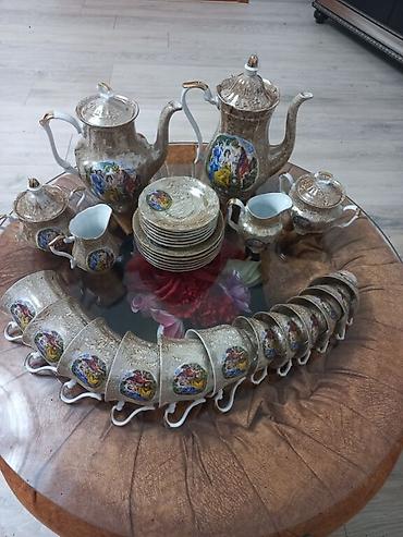 çay servis: Çay dəsti, rəng - Qızılı, Farfor, 6 nəfərlik, Polşa — 2