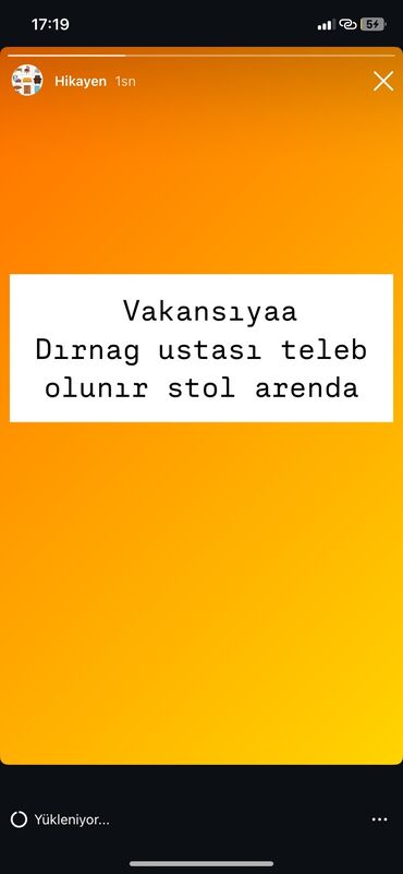 Marketinq, Reklam və PR: Dırnaq ustası tələb olunur, Yerin icarəsi, 3-5 illik təcrübə, Materialların təqdim olunması