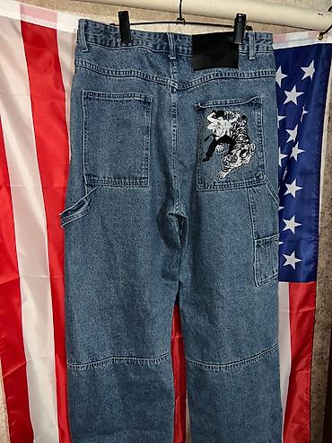 bootcut jeans: Джинсы из плотного синего денима с вышивкой - Свободный прямой крой — 1