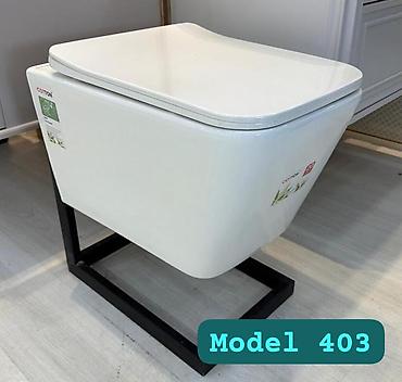 yerden unitaz: Asma unitaz — Model 403 - Divara asılan konstruksiya: yerə toxunmayan — 1