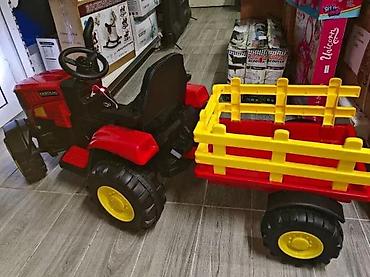 Traktori: Dečji traktor na akumulator sa prikolicom – crveno/žuti - Električni — 7