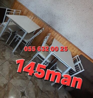 Masa və oturacaq dəstləri: Mətbəx üçün, Dördbucaq masa, 2 stul — 4