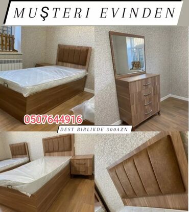 Yataq otağı dəstləri: İkinəfərlik çarpayı, Dolab, Termo, 2 tumba, Azərbaycan, Yeni — 17