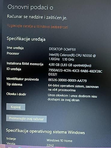 racunari: Acer mini laptop – 11.6" ekran, crveno kućište Specifikacije: - — 3