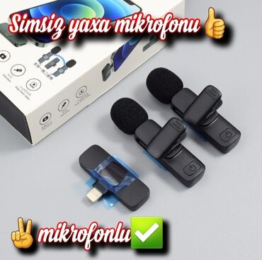 bluetooth mikrafon: 2 mikrofonlu▶️Simsiz yaxa mikrofonu▶️ Bluetooth yaxa mikrofonu☆