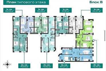 archa group: 2 комнаты, 76 м², Элитка, 14 этаж, ПСО (под самоотделку) — 2