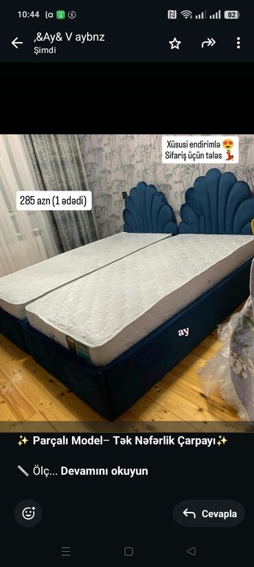 madeyra tek carpayilar: ✨ *Parçalı Model*– *Tək Nəfərlik Çarpayı*✨ 📏 Ölçü: 90×2+ matras 🎁 🎨