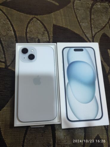 Apple iPhone: IPhone 15, 128 GB, Pacific Blue, Simsiz şarj, Sənədlərlə