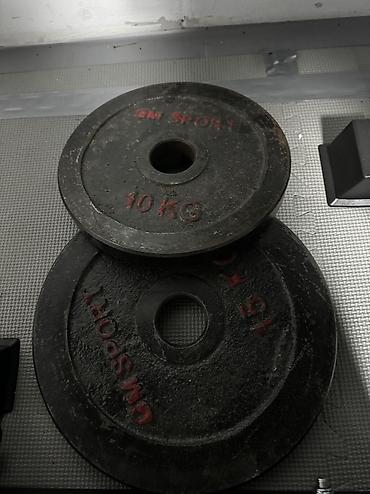 грифы: Блины чугунные по широкий гриф 10 кг - 2 шт и 15 кг - 2 шт 170 сом — 1