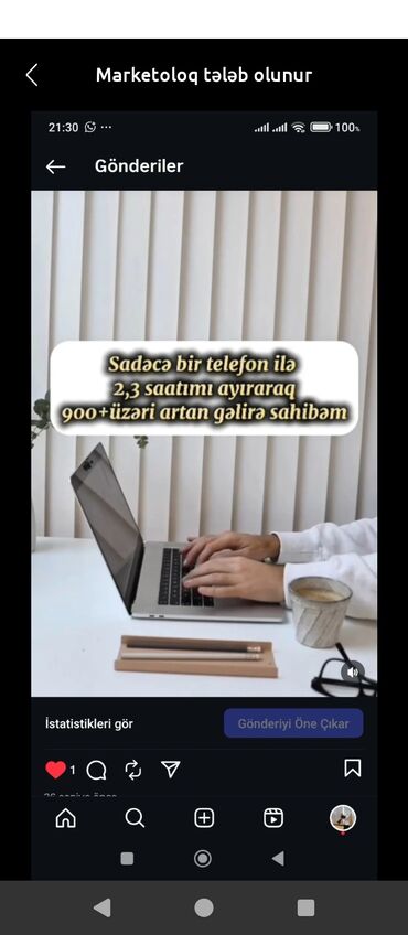 moyka işi axdaram: Marketoloq tələb olunur, Onlayn iş