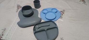 силиконовая посуда для детей: Силиконовая детская посуда с присоской со слюнявчиком + в подарок