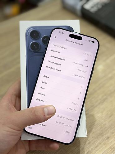 condor cob 3: IPhone 17 Pro Max, Б/у, 256 ГБ, Синий, Коробка, 100 % — 5