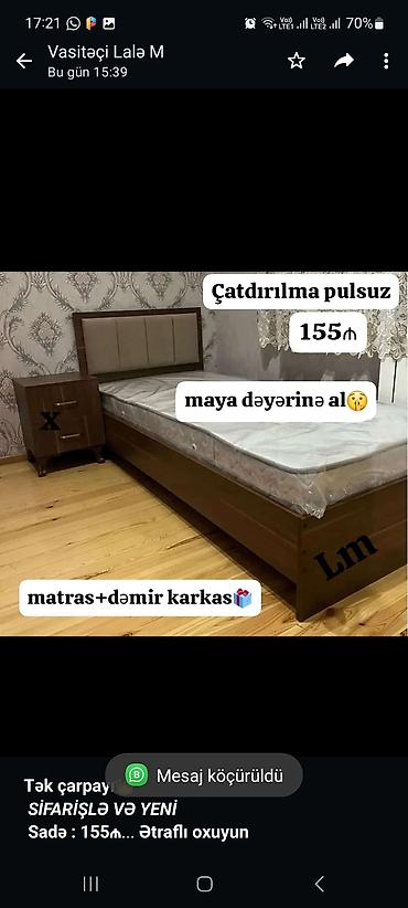 *Tək çarpayı*👑 _*SİFARİŞLƏ VƏ YENİ*_ *Sadə : 155₼*