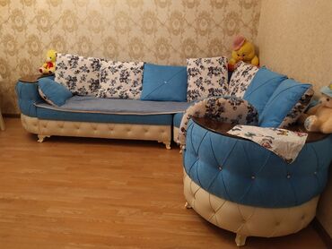 islenmis kunc divani: Угловой диван, Б/у, Нераскладной, С подъемным механизмом, Велюровая ткань, Нет доставки