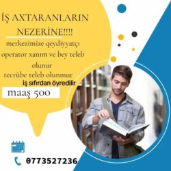 Tikiş: Hostes, qeydiyyatçı tələb olunur, Təcrübəsiz