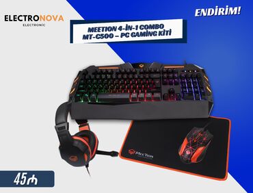 klaviatur: 🎮 MEETION 4-in-1 Combo MT-C500 – PC Gaming Kiti Daxildir: ✔️ Gaming