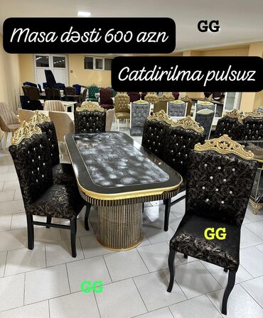 Uşaq və gənc otağı üçün dəstlər: Yeni ve Sifarişle Masa 6 Stulla 600_azn Ölçü 2×1 Masa 8 stulla 690 azn