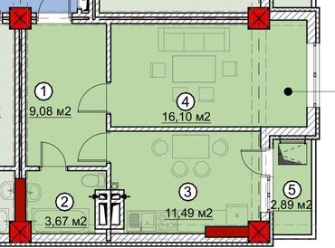 ассорти манты гагарина: 1 комната, 42 м², 4 этаж, ПСО (под самоотделку)