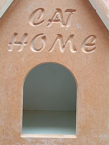 pişik adı: Pişik evi – “CAT HOME” yazılı - Material: sıxılmış ağac/taxta lövhə — 1