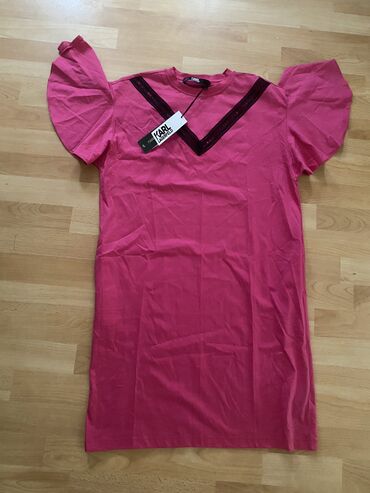 zara zuta haljina: Karl Lagerfeld S (EU 36), color - Pink, Oversize, Short sleeves