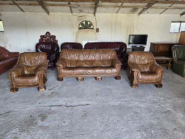 Stilske garniture: Kožna garnitura za dnevnu sobu – 1 - Sastav: trosed i dve fotelje - — 3