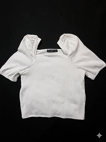 cins: Ağ rəngli, qısa kəsimli qadın bluz/kofta. - Material: elastik — 1