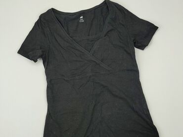bluzki z dekoltem v czarne: T-shirt, H&M, M, stan - Dobry