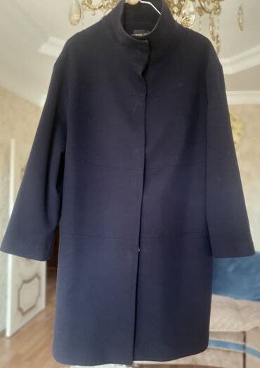 kaşmir qadın paltoları: Kaşmir palto az geyinilib 44 razmer tünd göy reng
