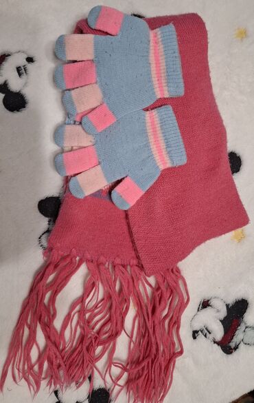 šal: Scarf, Gloves, For girls, color - Pink