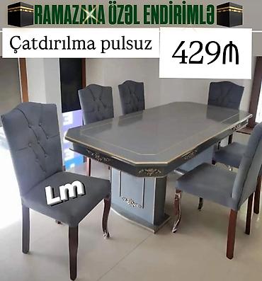 bağca stolu: Qonaq otağı üçün, Yeni, Açılmayan, Dördbucaq masa, 6 stul — 3