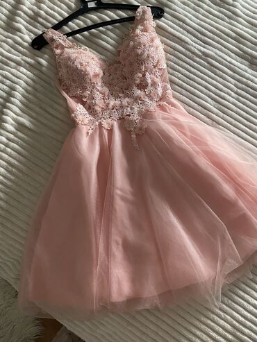 pink haljinica: S (EU 36), bоја - Roze, Večernji, maturski, Kratkih rukava
