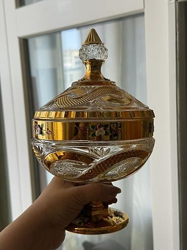 konfet bezekleri: Qapaqlı bəzəkli şirniyyat qabı – HongLi Glass Ware - Material: qalın — 1