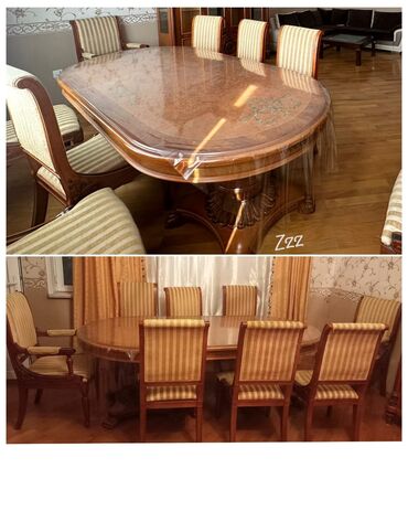 malaziya masa ve oturacaq: Qonaq otağı üçün, İşlənmiş, Oval masa, 8 stul, Malayziya