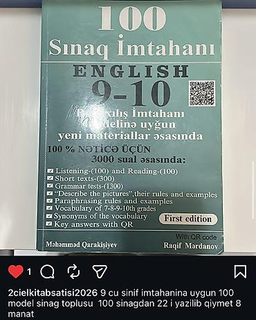testler pdf: Məhsul: “100 Sınaq İmtahanı – English 9-10” (First edition) — 1