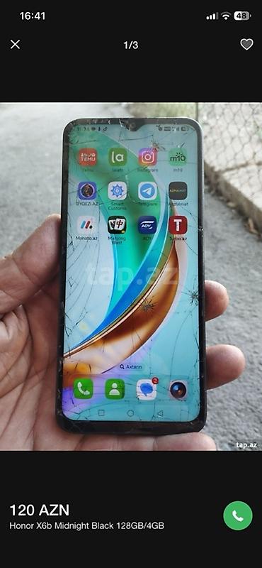 Mobil telefonlar: Honor X6b, 128 GB, rəng - Qara, Qırıq — 1