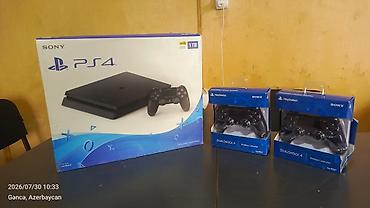 ucuz playstation 4: Sony PlayStation 4 (PS4) Slim – 1 TB, Jet Black Komplekt: - PS4 Slim — 3