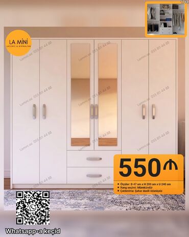 Divanlar: Açılan, 6 qapı Düz dolab, Qarderob, paltar dolabı