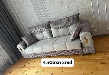 Divanlar: 2 nəfərlik yumşaq divan - Rəng: boz və gümüş tonları, qızılı dekor — 1