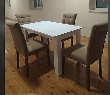 Qonaq otağı üçün, İşlənmiş, Kvadrat masa, 4 stul