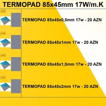 Ana platalar: Termopadlar "85x45 0,5/1/1,5/2mm 17w" ⭐Termopad 85x45x0,5mm 17w – 20